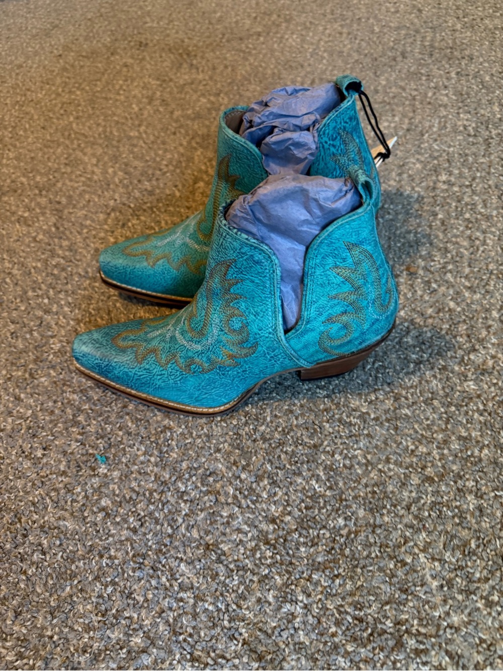 Myra Women's Turquoise Western Embroidered Ankle Booties